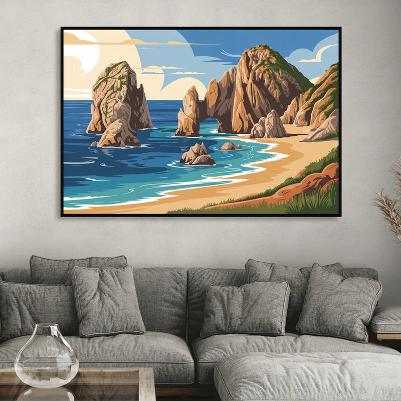 Land’s End Rock Formations Sitting Room - Black Canvas Wall Art