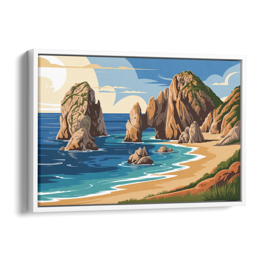 Land’s End Rock Formations Side - White Canvas Wall Art
