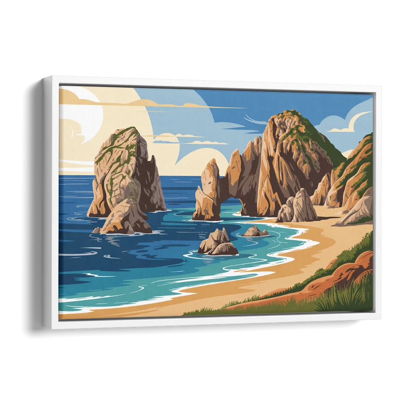 Land’s End Rock Formations Side - White Canvas Wall Art