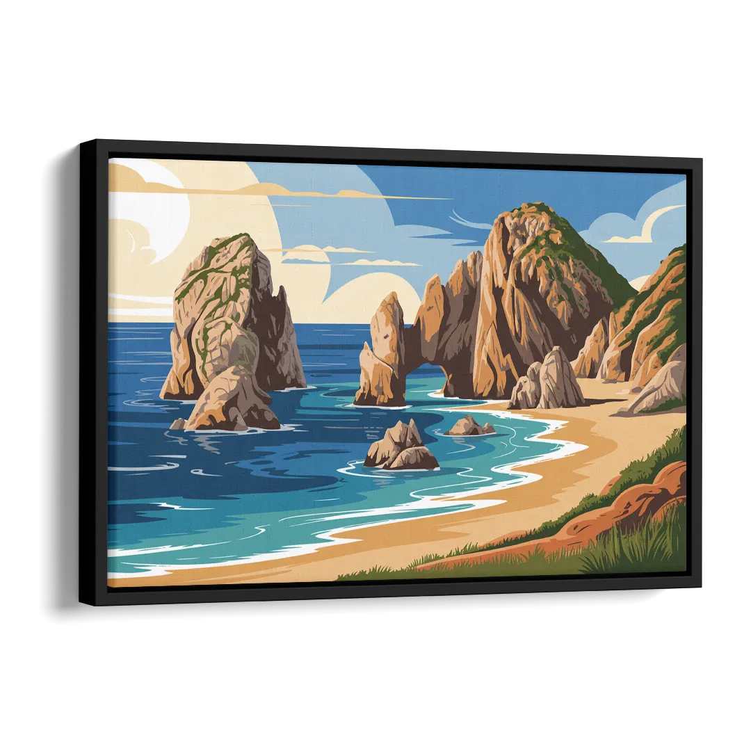 Land’s End Rock Formations Side - Black Canvas Wall Art