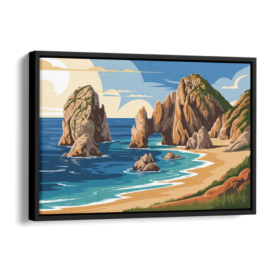 Land’s End Rock Formations Side - Black Canvas Wall Art