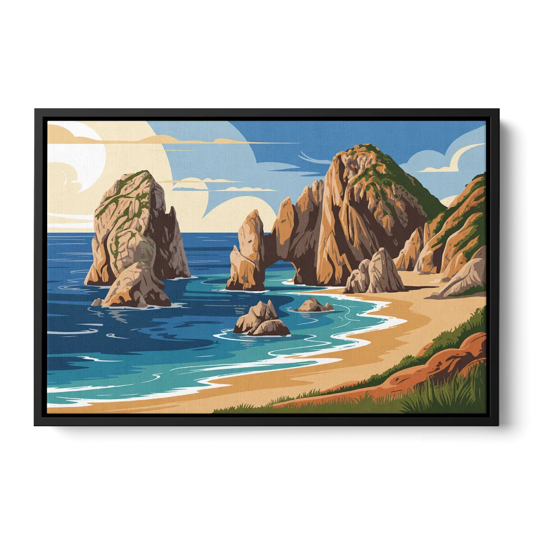 Land’s End Rock Formations Front - Black Canvas Wall Art