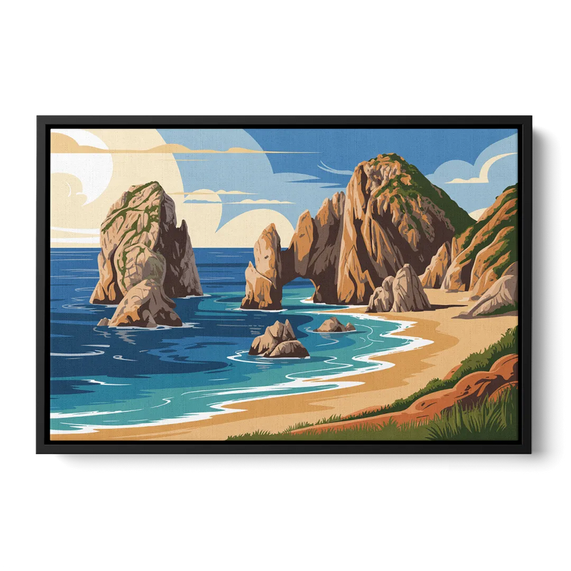 Land’s End Rock Formations Front - Black Canvas Wall Art