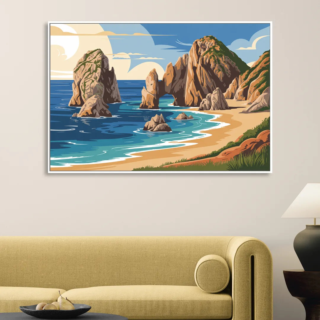 Land’s End Rock Formations Sitting Room - White Canvas Wall Art