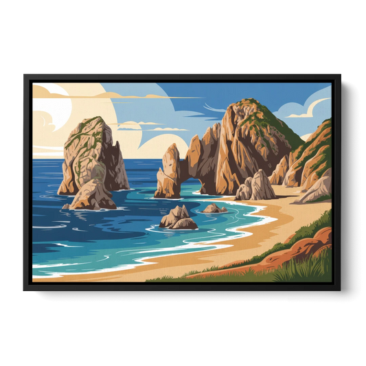 Land’s End Rock Formations - Black Framed Canvas Wall Art - Front