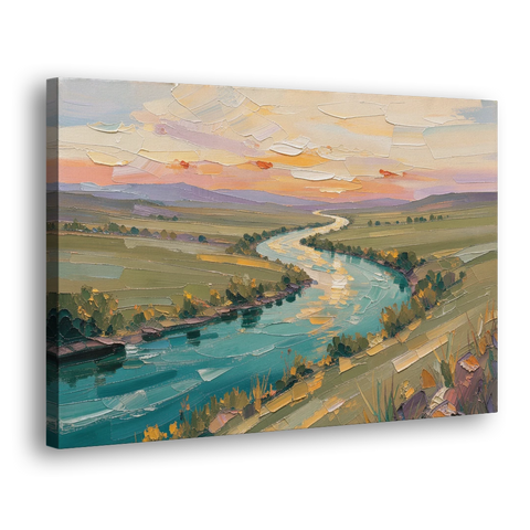 Landscape Canvas Prints Teal River at Sunset - Canvas Wall Art