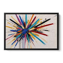 Large Abstract Canvas Art of a Cobalt Burst - Black Framed Canvas Wall Art - Front