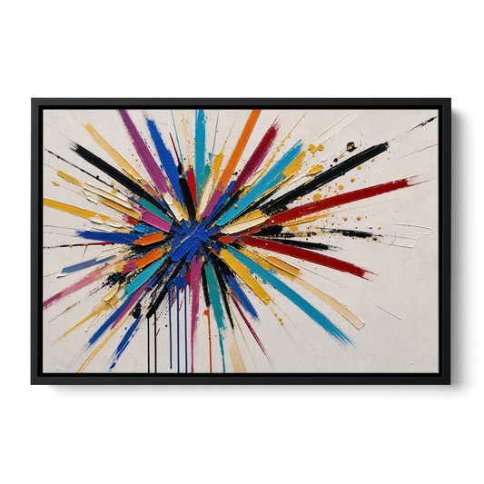 Large Abstract Canvas Art of a Cobalt Burst - Black Framed Canvas Wall Art - Front