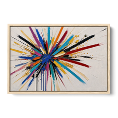 Large Abstract Canvas Art of a Cobalt Burst - Oak Framed Canvas Wall Art - Front