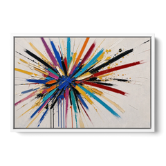 Large Abstract Canvas Art of a Cobalt Burst - White Framed Canvas Wall Art - Front