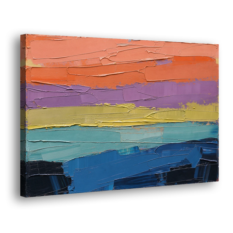 Large Abstract Coral Horizon Knife Bands - Canvas Wall Art - Side