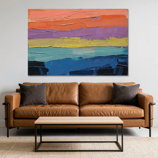 Large Abstract Coral Horizon Knife Bands - Canvas Wall Art - Sofa - 60x40