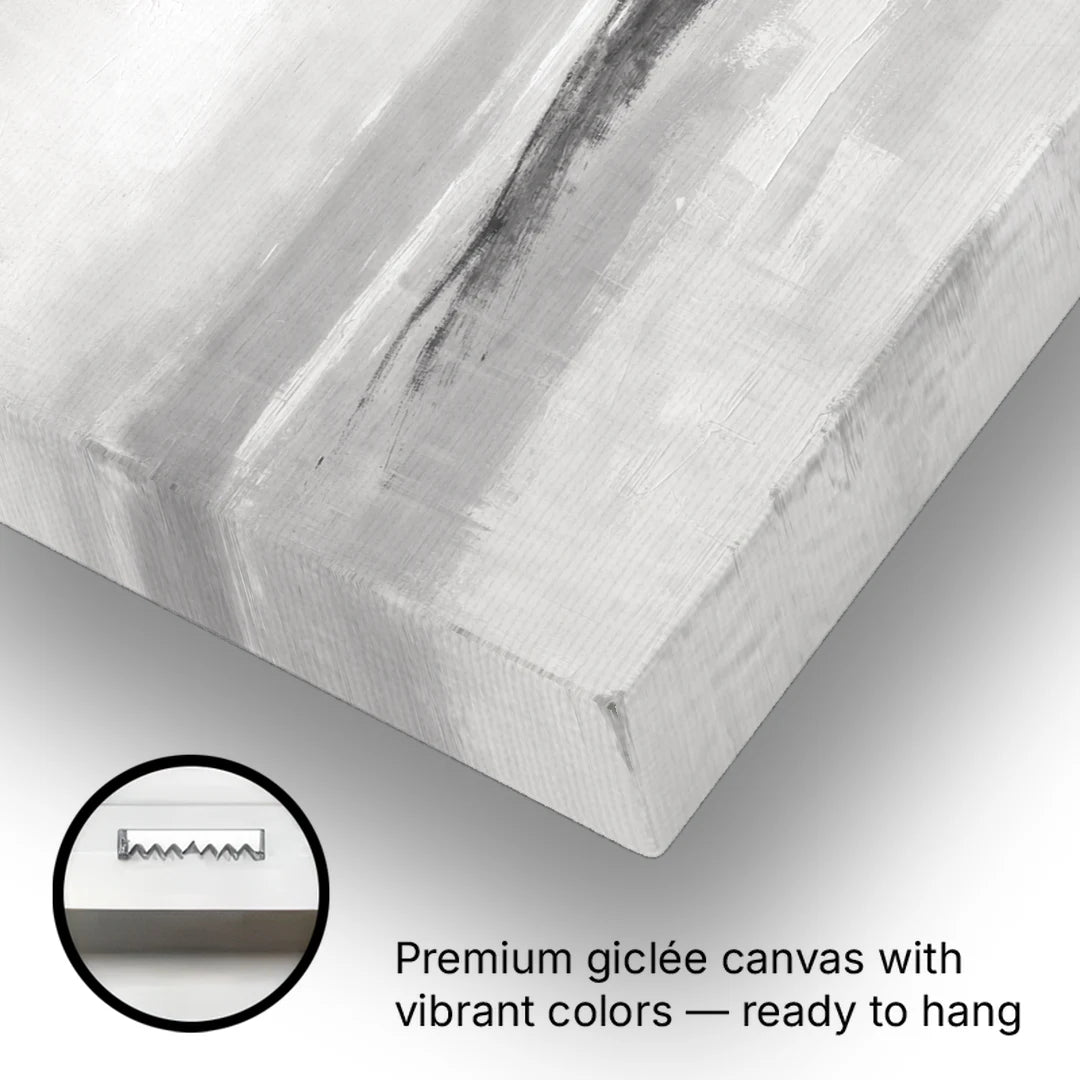 Large Black and White Charcoal Ridge in White Mist - Canvas Wall Art - Gallery Wrap Corner
