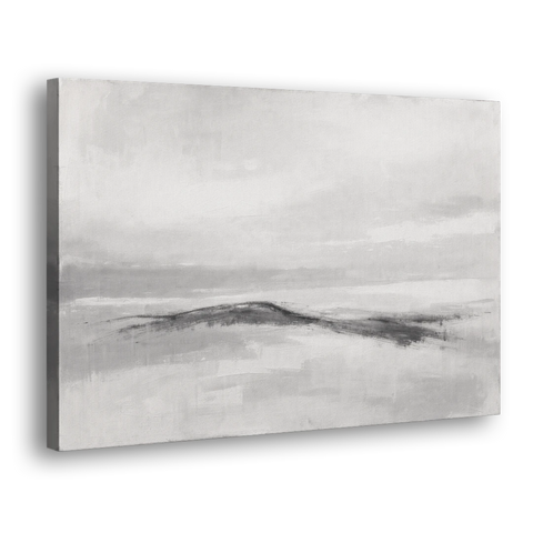 Large Black and White Charcoal Ridge in White Mist - Canvas Wall Art