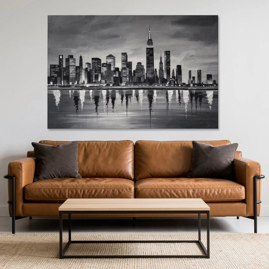 Large Black and White Wall Art for Living Room - Canvas Wall Art - Sofa - 60x40