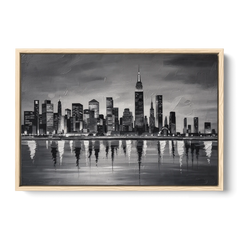 Large Black and White Wall Art for Living Room - Oak Framed Canvas Wall Art - Front