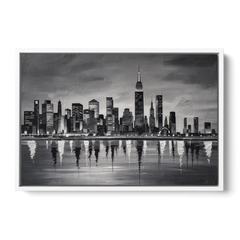 Large Black and White Wall Art for Living Room - White Framed Canvas Wall Art - Front