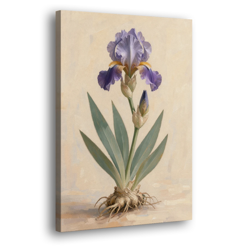 Large Botanical Wall Art of a Bearded Iris - Canvas Wall Art - Side