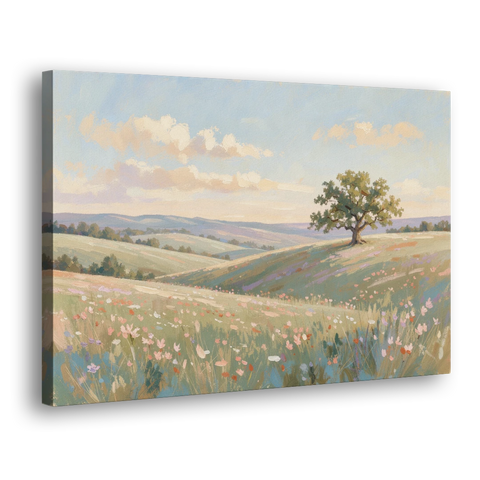 Large Canvas Prints Lone Oak on Spring Hills - Canvas Wall Art - Side