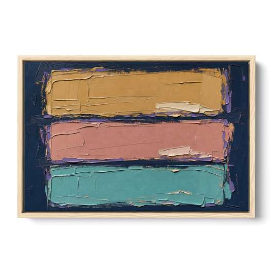 Large Canvas Wall Art for Living Room Tricolor Fields - Oak Framed Canvas Wall Art - Front