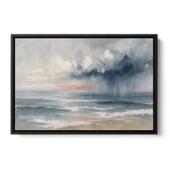 Large Coastal Wall Art of a Distant Squall - Black Framed Canvas Wall Art - Front