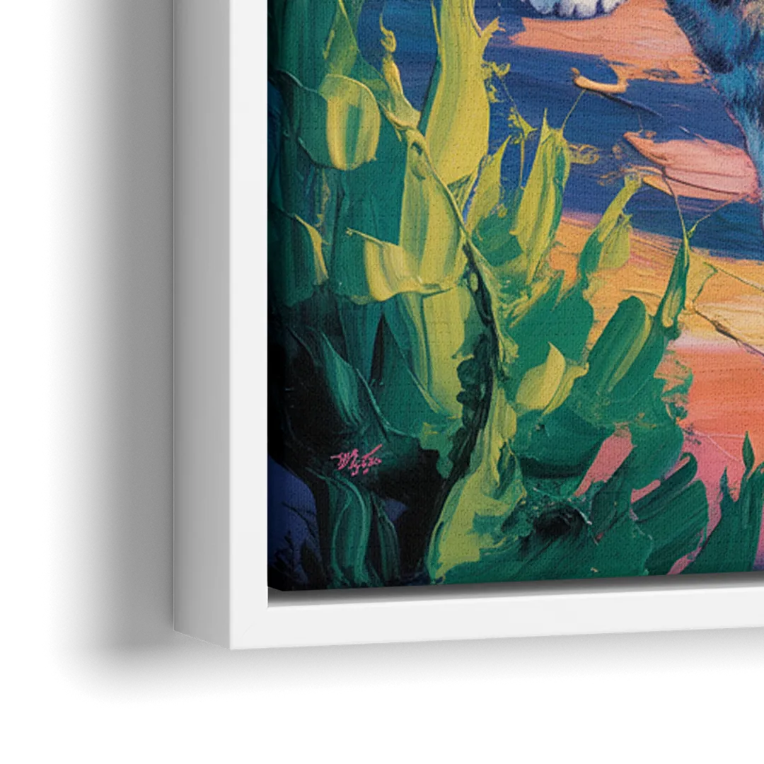 Large Expressionist Cat - Close-Up White Frame Canvas
