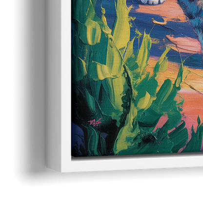 Large Expressionist Cat - Close-Up White Frame Canvas