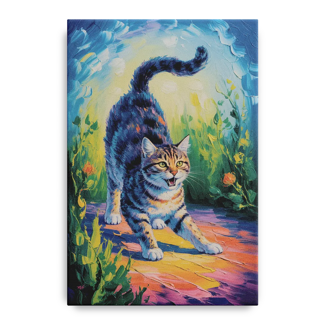 Large Expressionist Cat Front - Canvas Wall Art