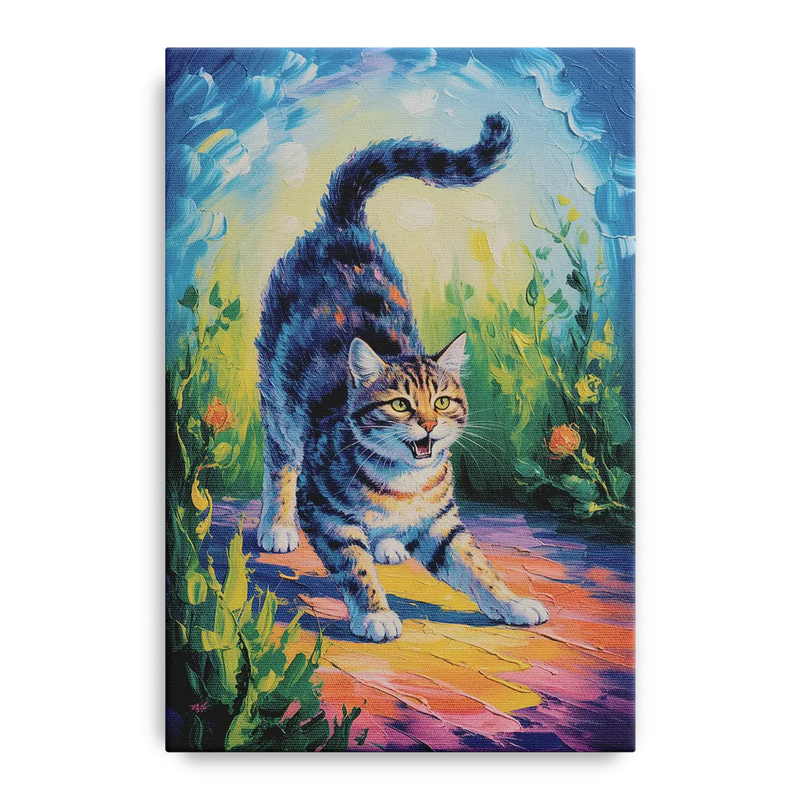 Large Expressionist Cat Front - Canvas Wall Art