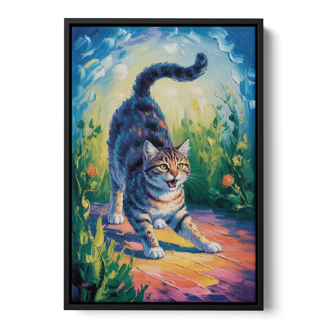 Large Expressionist Cat - Black Frame Canvas