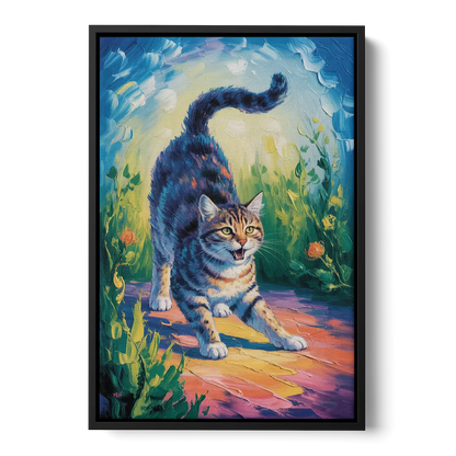 Large Expressionist Cat - Black Frame Canvas