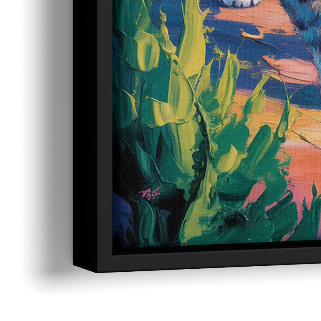 Large Expressionist Cat - Close-Up Black Frame Canvas