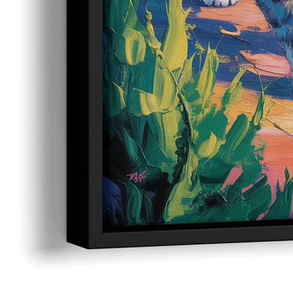 Large Expressionist Cat - Close-Up Black Frame Canvas