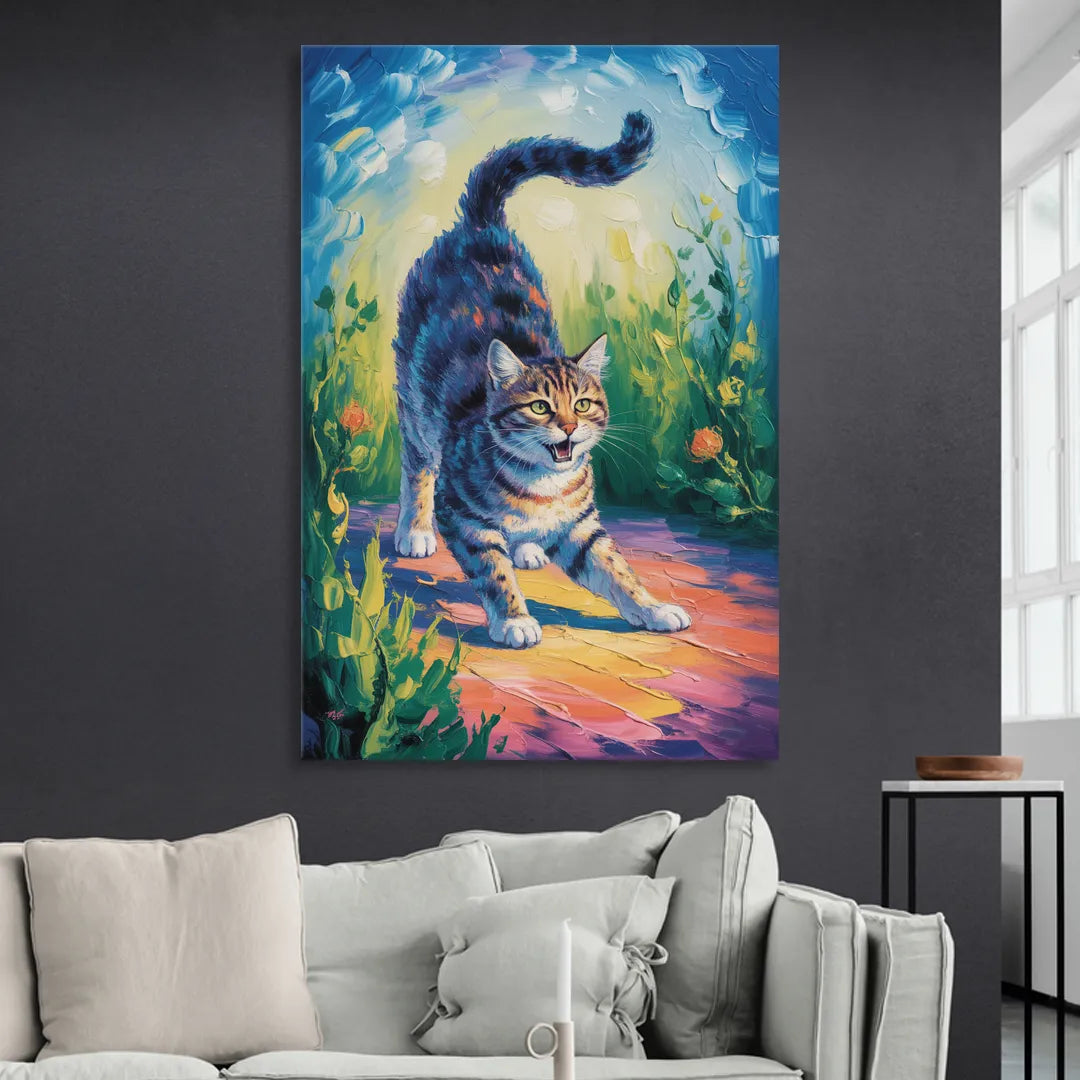 Large Expressionist Cat Sitting Room - Canvas Wall Art
