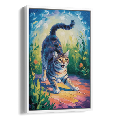 Large Expressionist Cat Side - White Canvas Wall Art