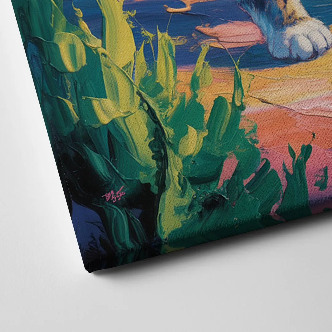 Large Expressionist Cat Canvas Close Up