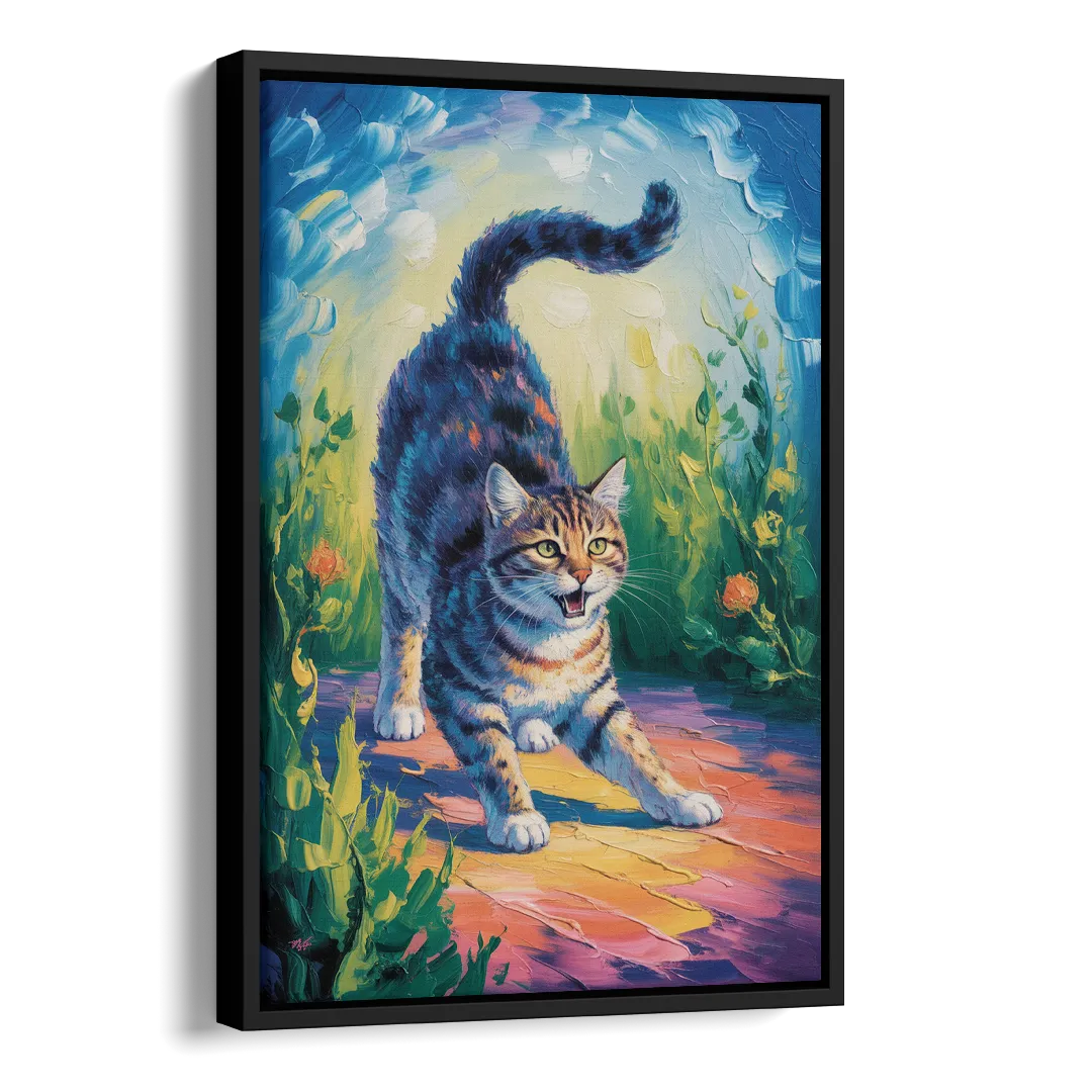 Large Expressionist Cat Side - Black Canvas Wall Art