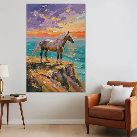 Large Horse Wall Art on a Twilight Headland - Canvas Wall Art - Sofa - 40x60
