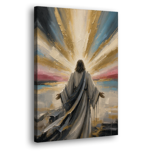 Large Jesus Wall Art with Arms Open to Light - Canvas Wall Art - Side