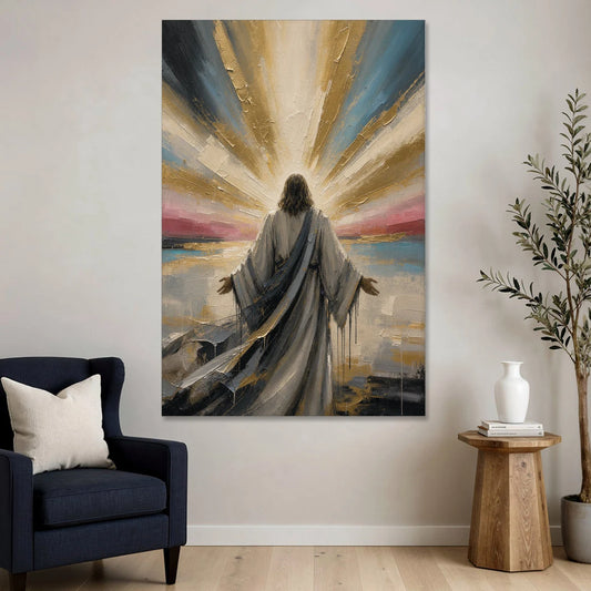 Large Jesus Wall Art with Arms Open to Light - Canvas Wall Art - Sofa - 40x60