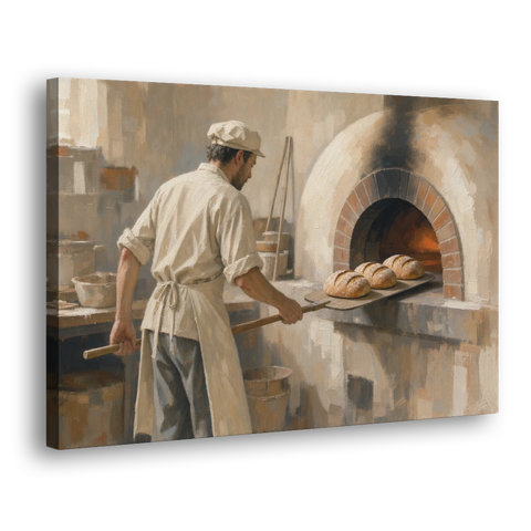 Large Kitchen Wall Art of Loaves Leaving the Oven - Canvas Wall Art - Side