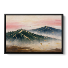 Large Living Room Wall Art of Misty Ridges - Black Framed Canvas Wall Art - Front