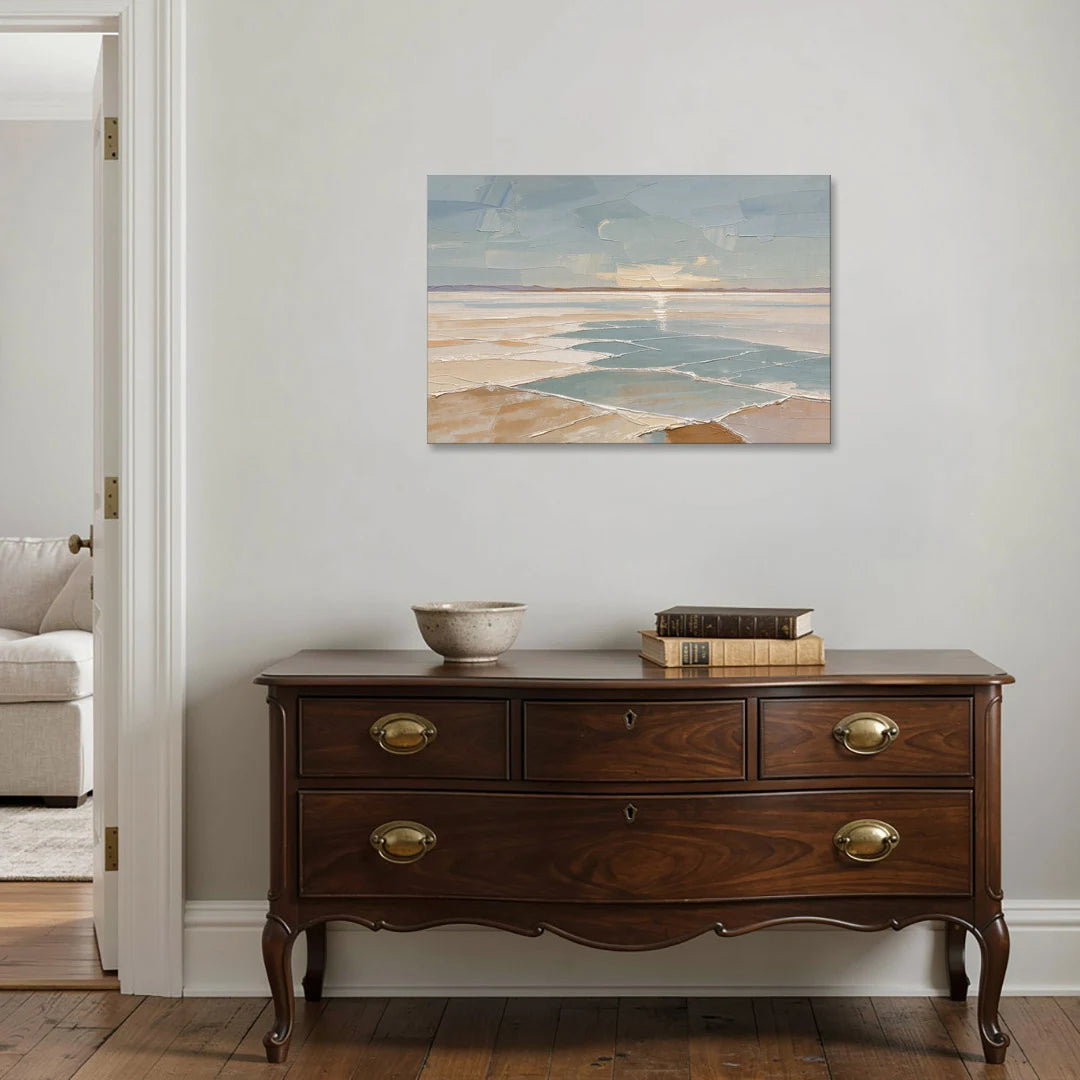 Large Neutral Salt Flat Mirror Under Misty Sky - Canvas Wall Art - Coffee Table - 36x24