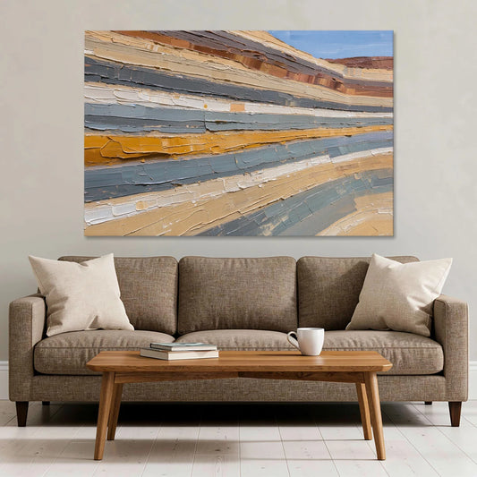Large Office Wall Art of Layered Canyon Strata - Canvas Wall Art - Sofa - 60x40