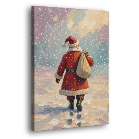 Large Santa Canvas Walking into the Snow - Canvas Wall Art