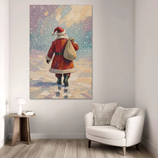 Large Santa Canvas Walking into the Snow - Canvas Wall Art - Sofa - 40x60