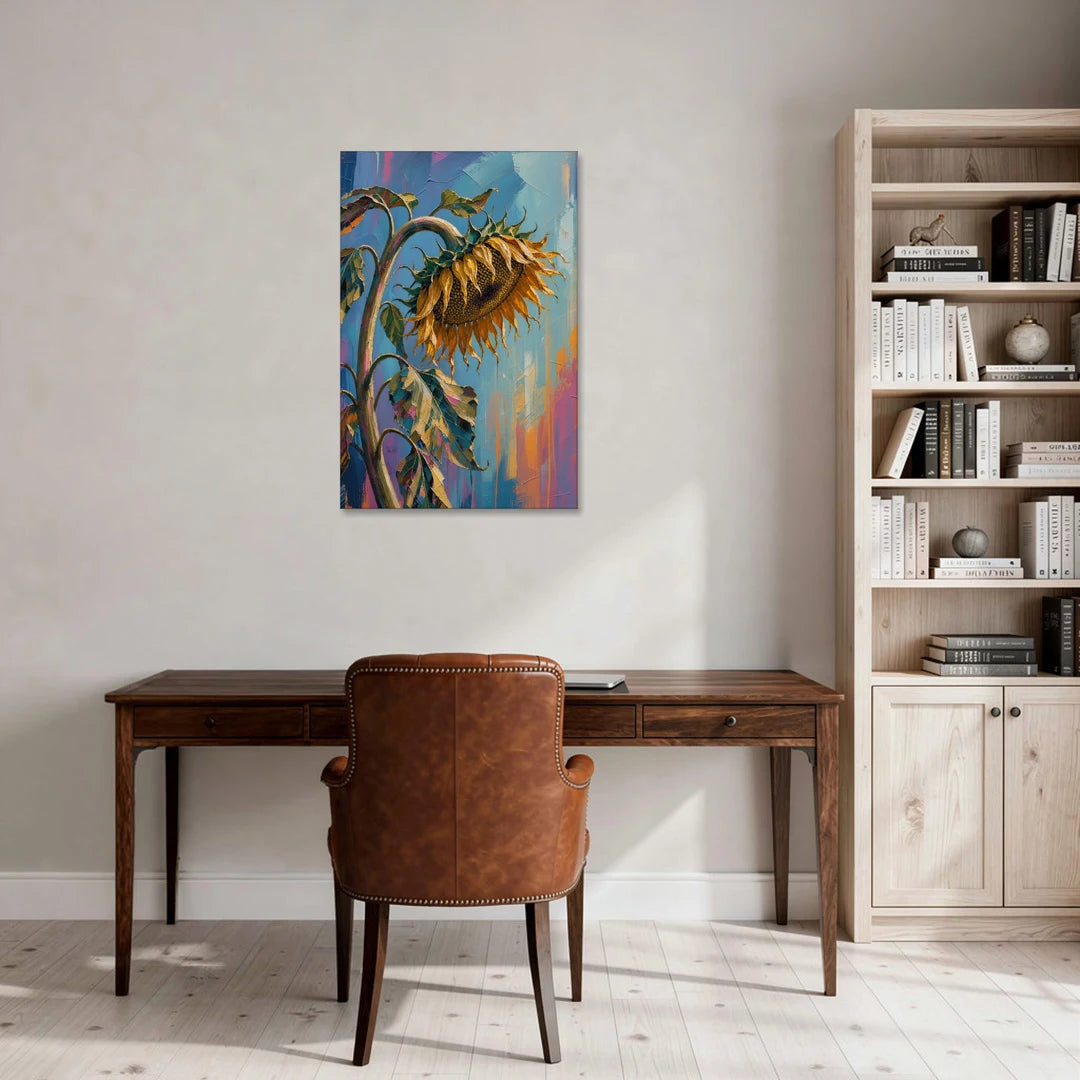 Large Sunflower Canvas Bowing in Late Summer - Canvas Wall Art - Office - 24x36