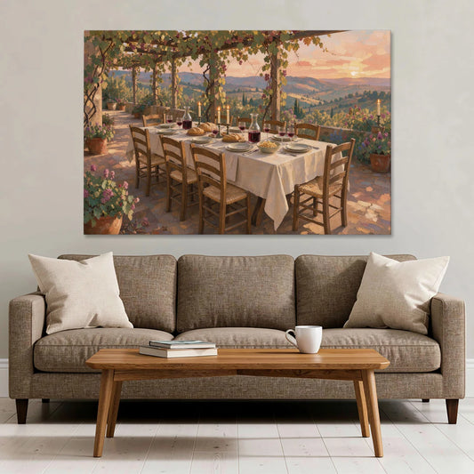 Large Supper Under the Vine Pergola for the Dining Room - Canvas Wall Art - Sofa - 60x40