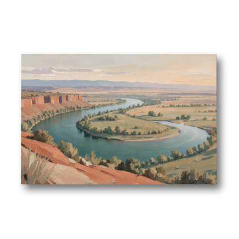 Large Teal River Horseshoe Bend for Above the Sofa - Canvas Wall Art