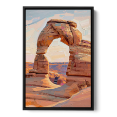 Large Textured Desert Sandstone Arch - Black Framed Canvas Wall Art - Front